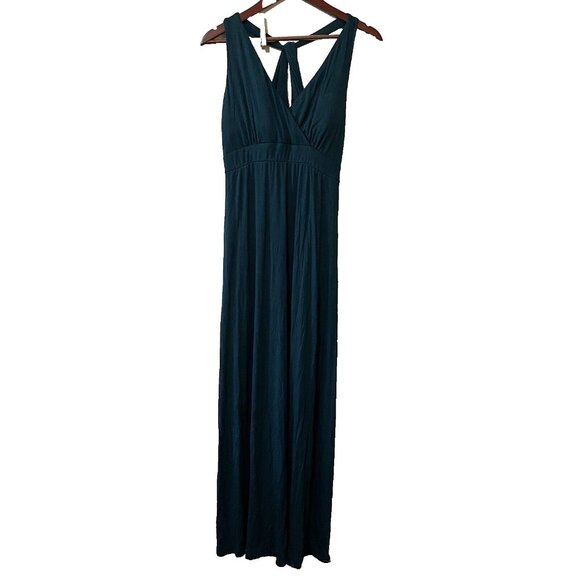 Soma Wknd Maxi Twist Back Olive Green Jersey Knit Stretch Dress SZ M - Picture 1 of 11